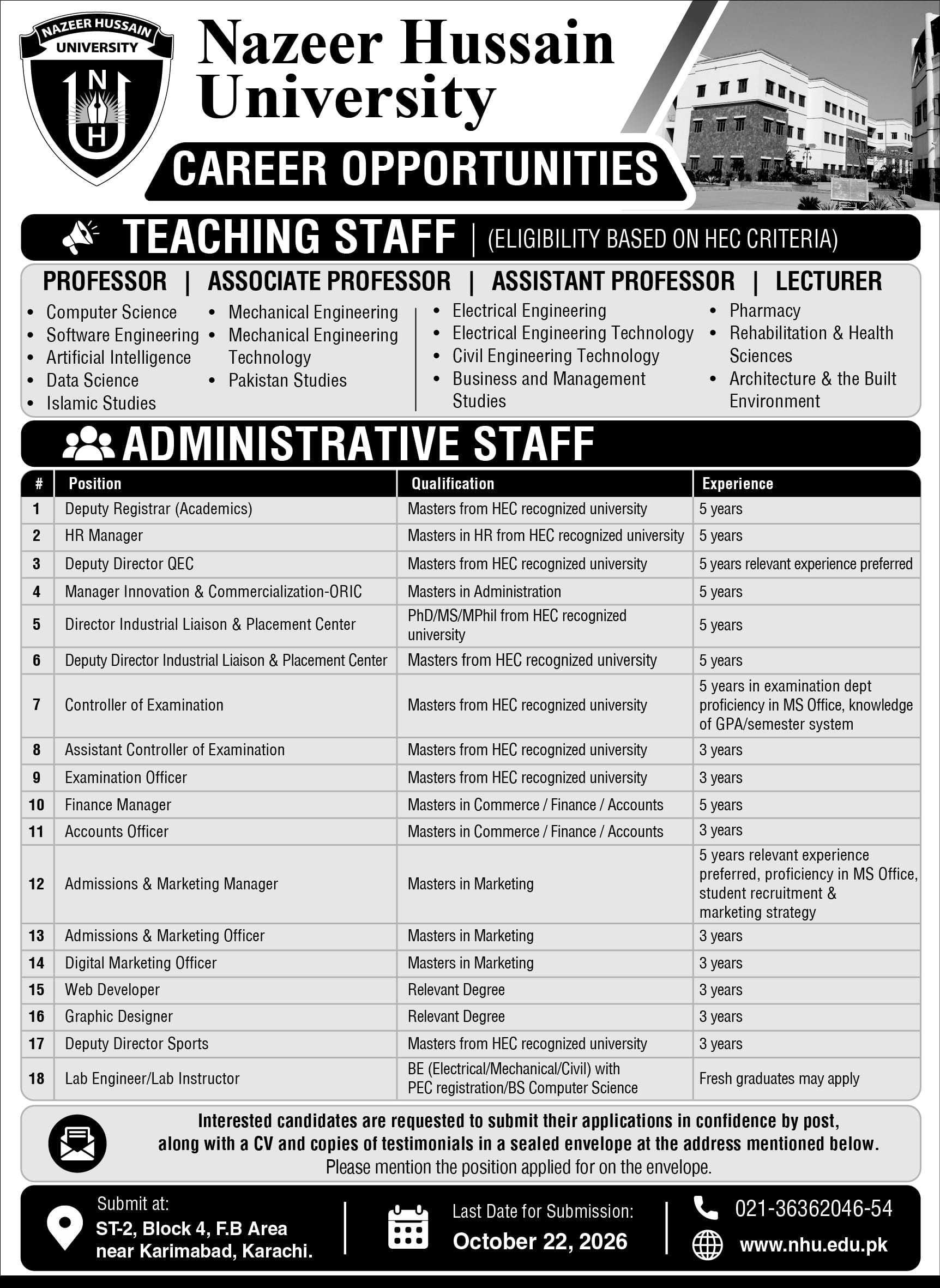 NHU Career Opportunities 2026